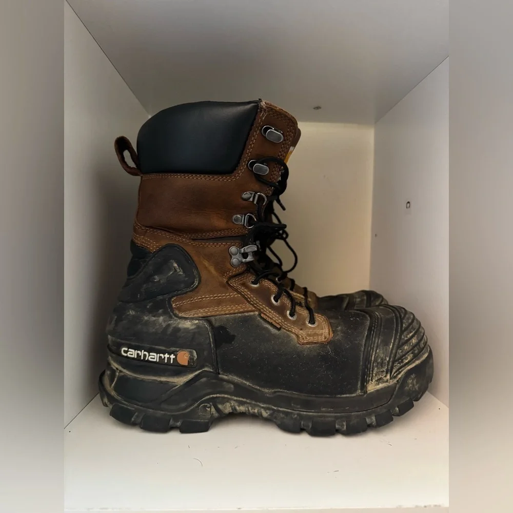 Carhartt work boot size 9 brown black 10” inch composite toe waterproof